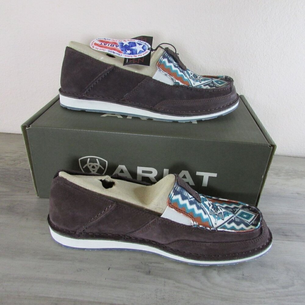 Ariat Women's Cruiser Chimayo Slip On Loafers Chocolate Suede/Rio Arriba Turquoi